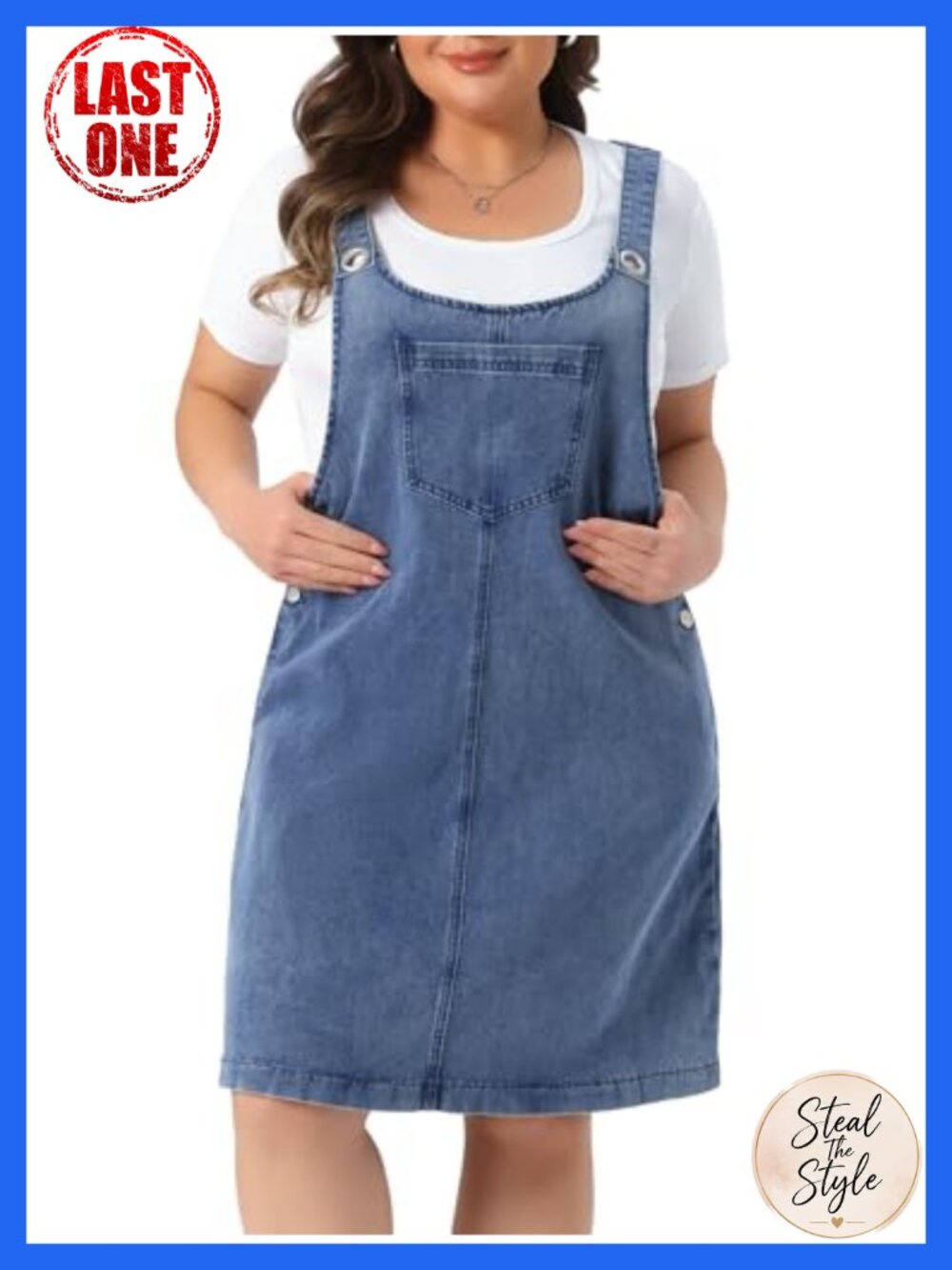 Plus Size Denim Overall Dress Sleeveless Jumper Bib Relaxed Fit